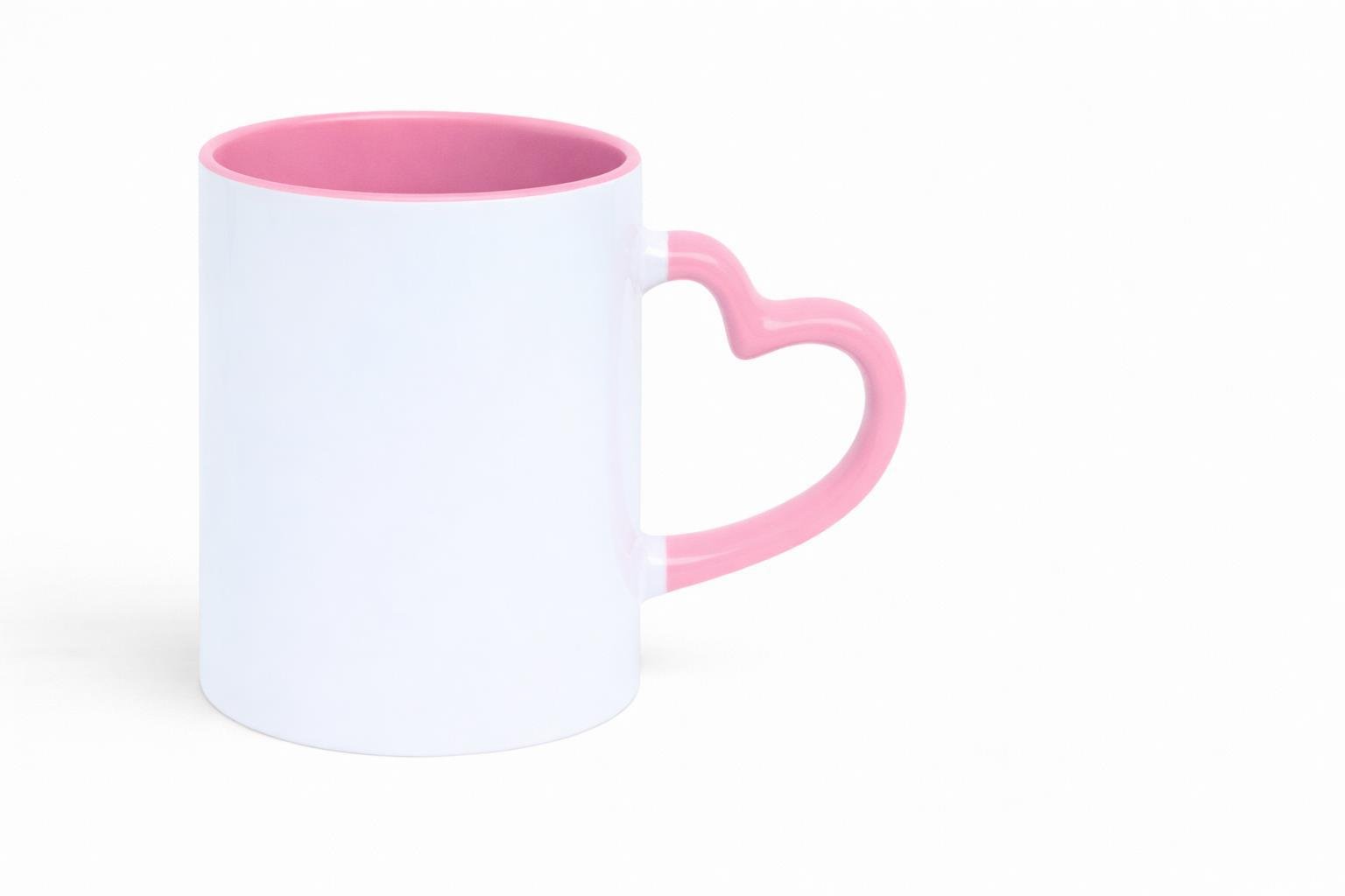 Caneca Rosa Alça Coração 325ml
