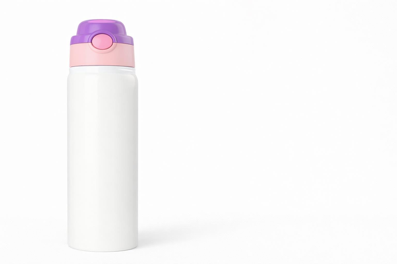 Garrafa Alumínio Tampa Retrátil Rosa/Roxo 600ml